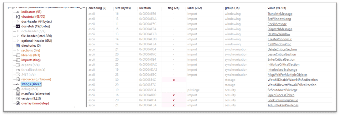 Analyze Strings Tab