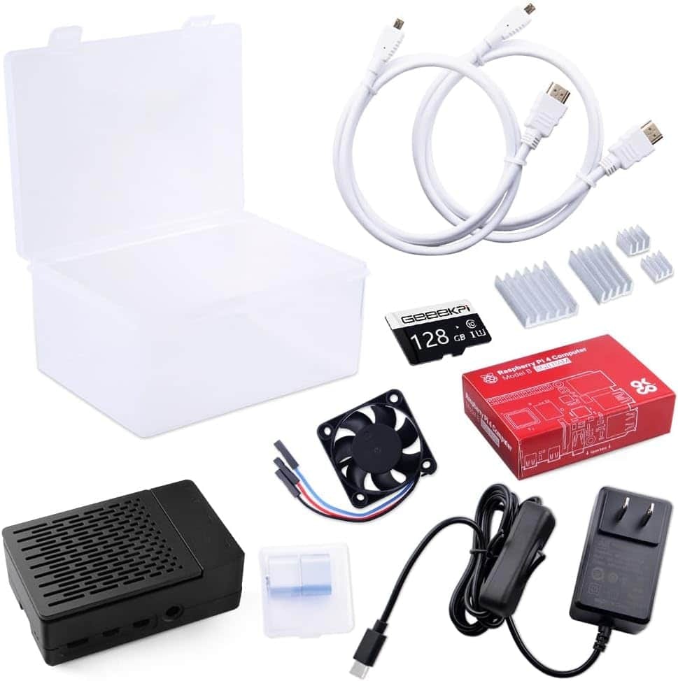 Geeekpi Raspberry Pi 4 8gb Starter Kit 128gb Edition Raspberry Pi 4 Case With Pwm Fan Raspberry Pi 18w 5v 36a Power Supp 2