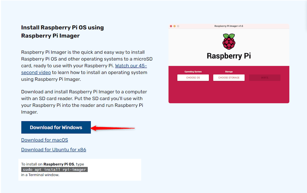 Raspberry Pi Imager Download Page