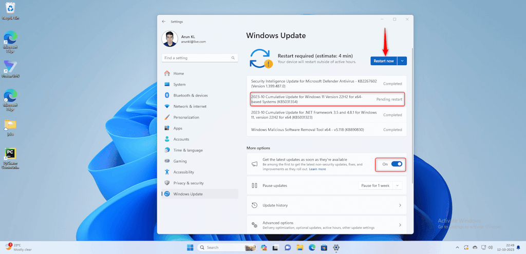 Restart To Install Kb5031354 On Windows 11