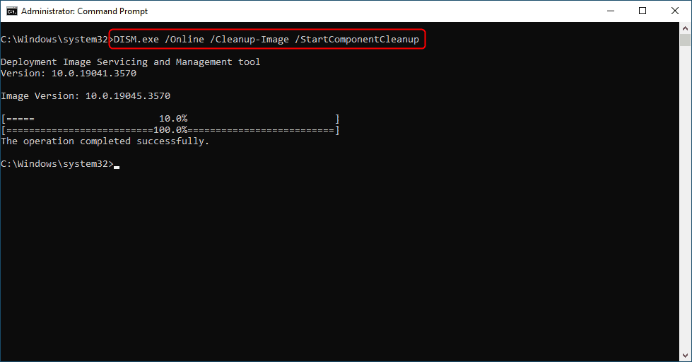 Disk Cleanup Command Upon Windows Update