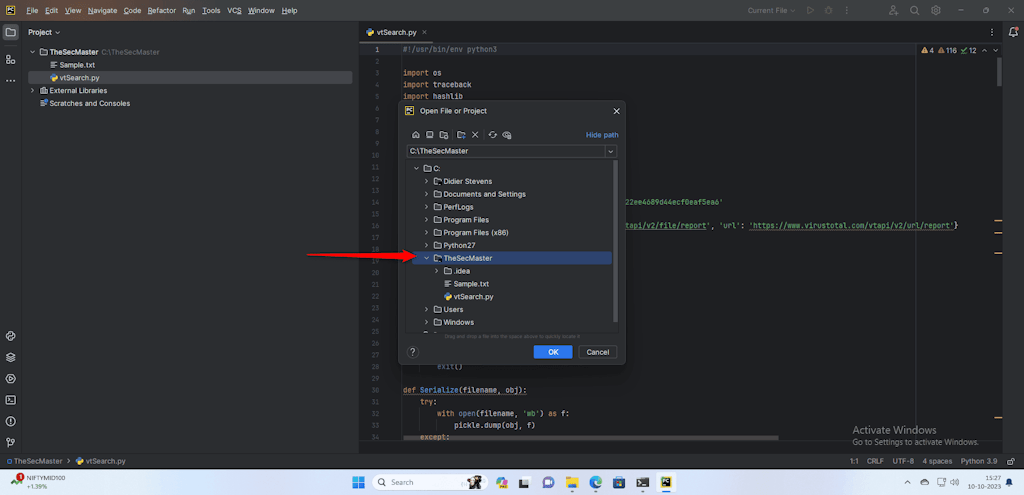 Select Project Directory In Pycharm
