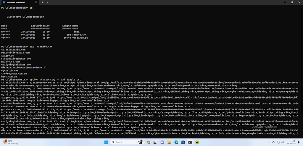 Run The Vtsearch Py To Submit Bulk Iocs To Virustotal