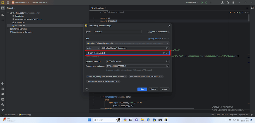 Configure The Parameters Settings In Pycharm