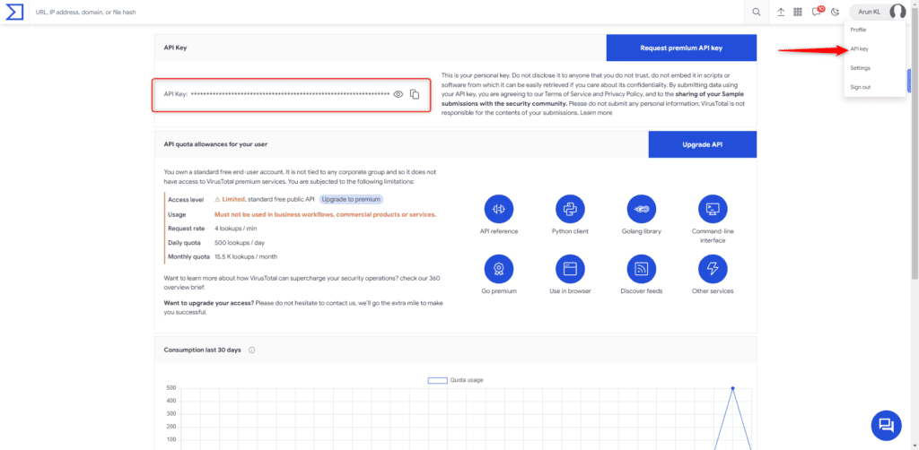 Signup Virustotal And Acquire Api Key 1024x502 1