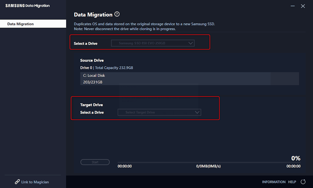 Samsung Data Migration Window