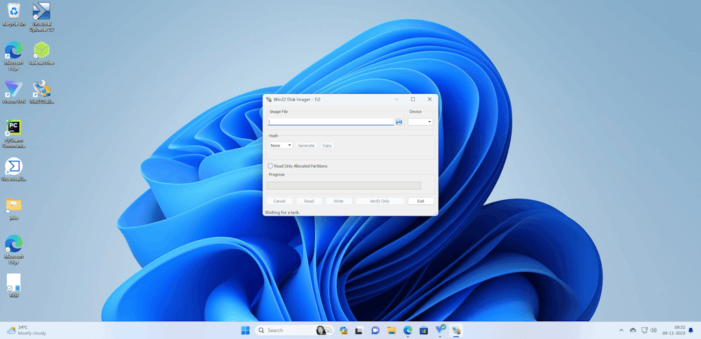 Win32 Disk Imager Running On Windows 11