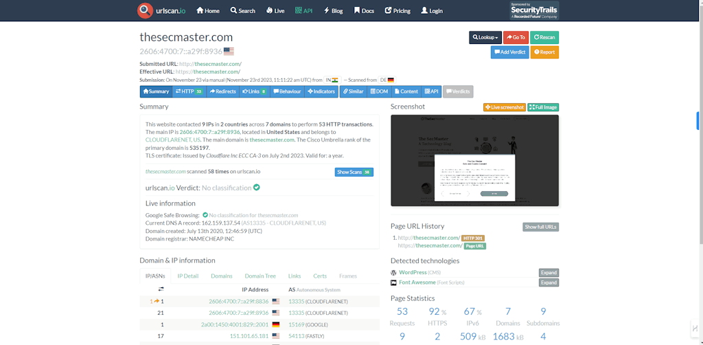 Url Scan Screenshot