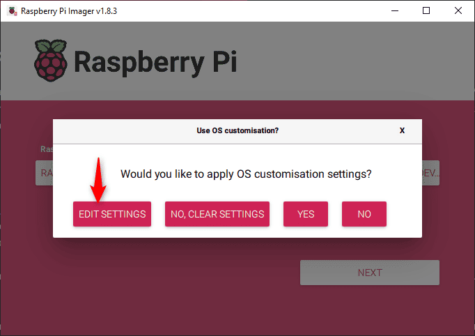 Open Os Customization Options Window In The New Raspberry Pi Imager