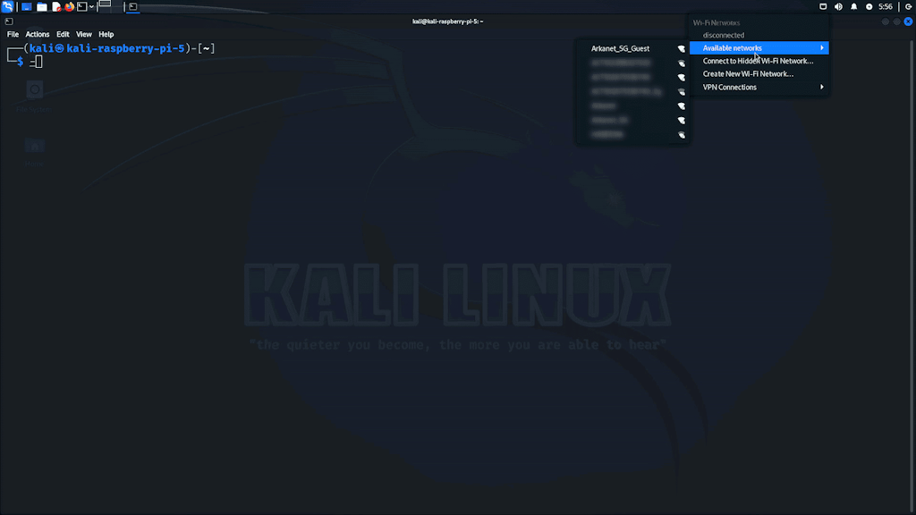 Connect Kali Linux To Your Wireless Or Wired Network To Access The Internet