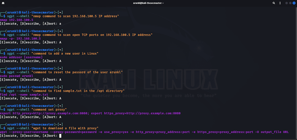 Examples For Shell Mode In Shell Gpt
