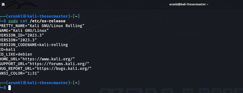 Check The Current Release Of Kali Linux