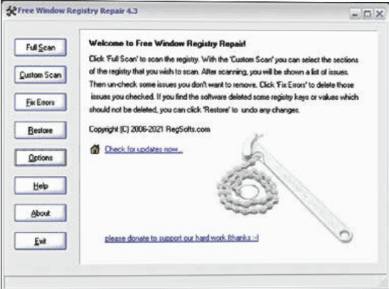 Regsofts Free Window Registry Repair