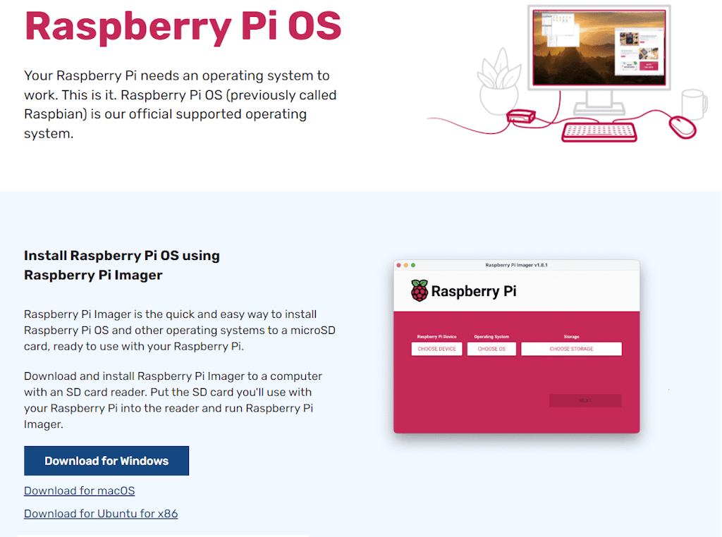Download Page Of Raspberry Pi Imager Application