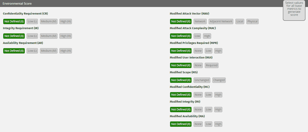 Cvss Environmental Metrics