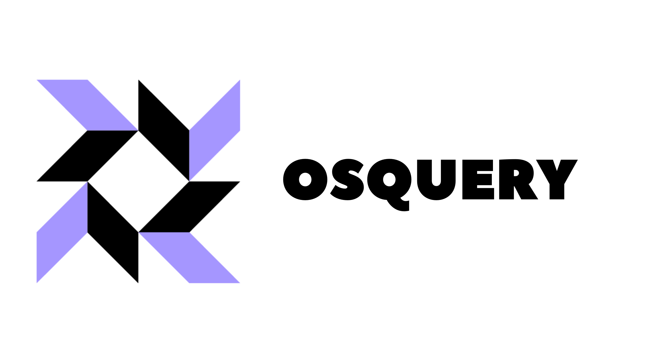 Logo of Osquery, featuring a stylized, geometric star in black and purple next to the word 'osquery' in black font.