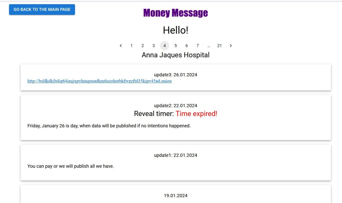 Money message from hackers