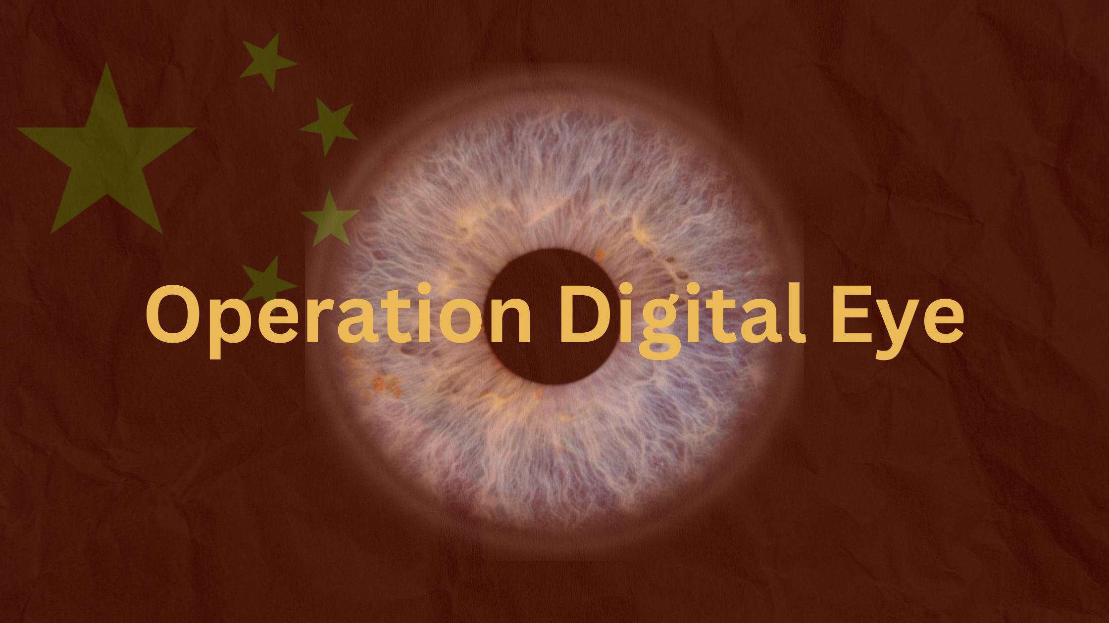 An artistic representation of an iris against a red background with the Chinese flag, symbolizing 'Operation Digital Eye,' where Chinese hackers exploit Visual Studio Code to target European IT providers.