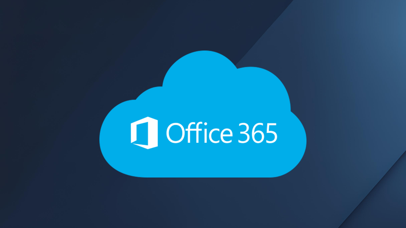 A blue background minimalistic background image with light blue Microsoft Office 365 Cloud logo.