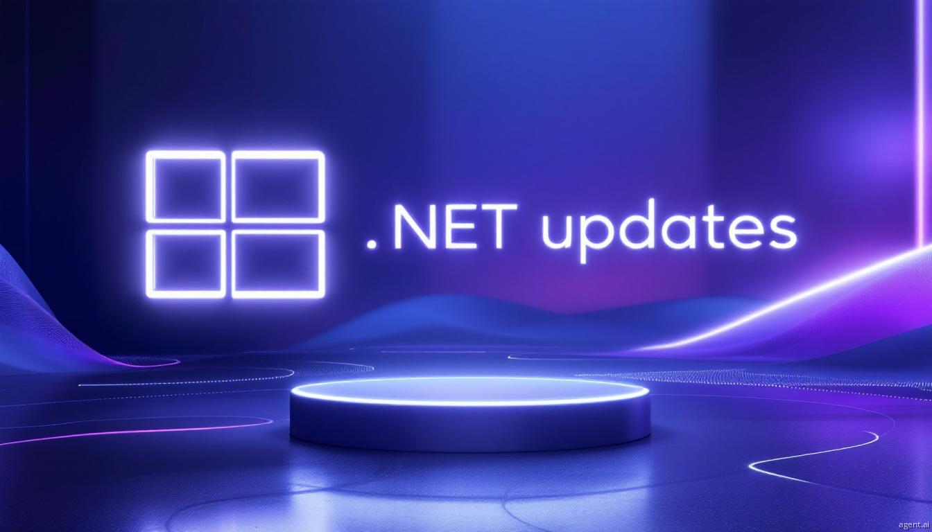 A sleek technological stage with abstract flowing shapes highlighting modern software development