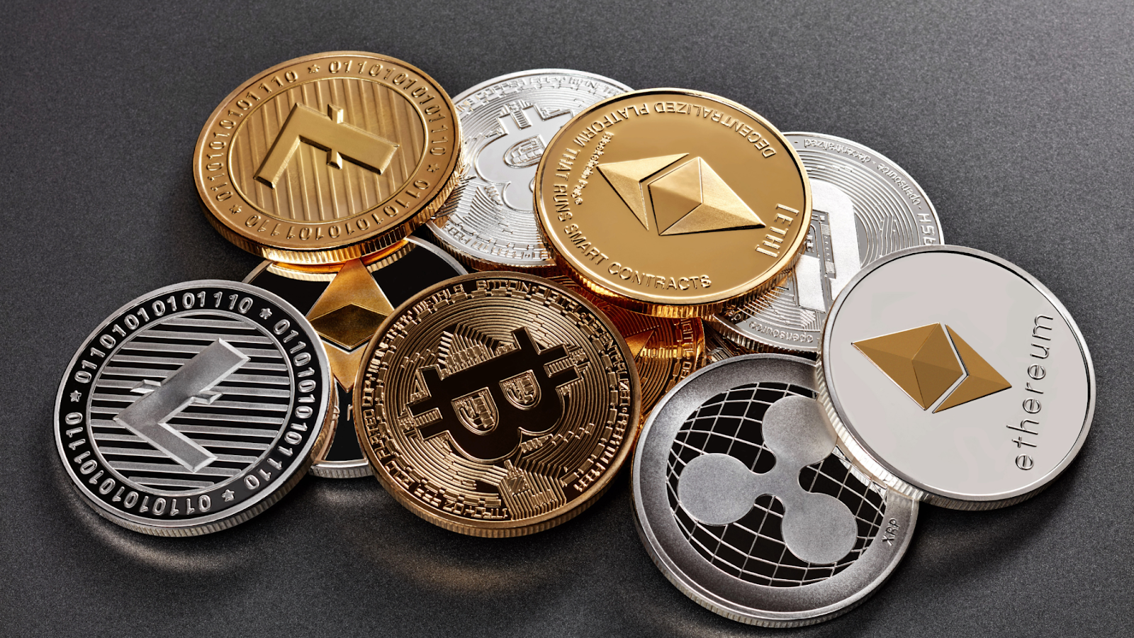 Swirling digital currencies spinning in a dynamic financial landscape