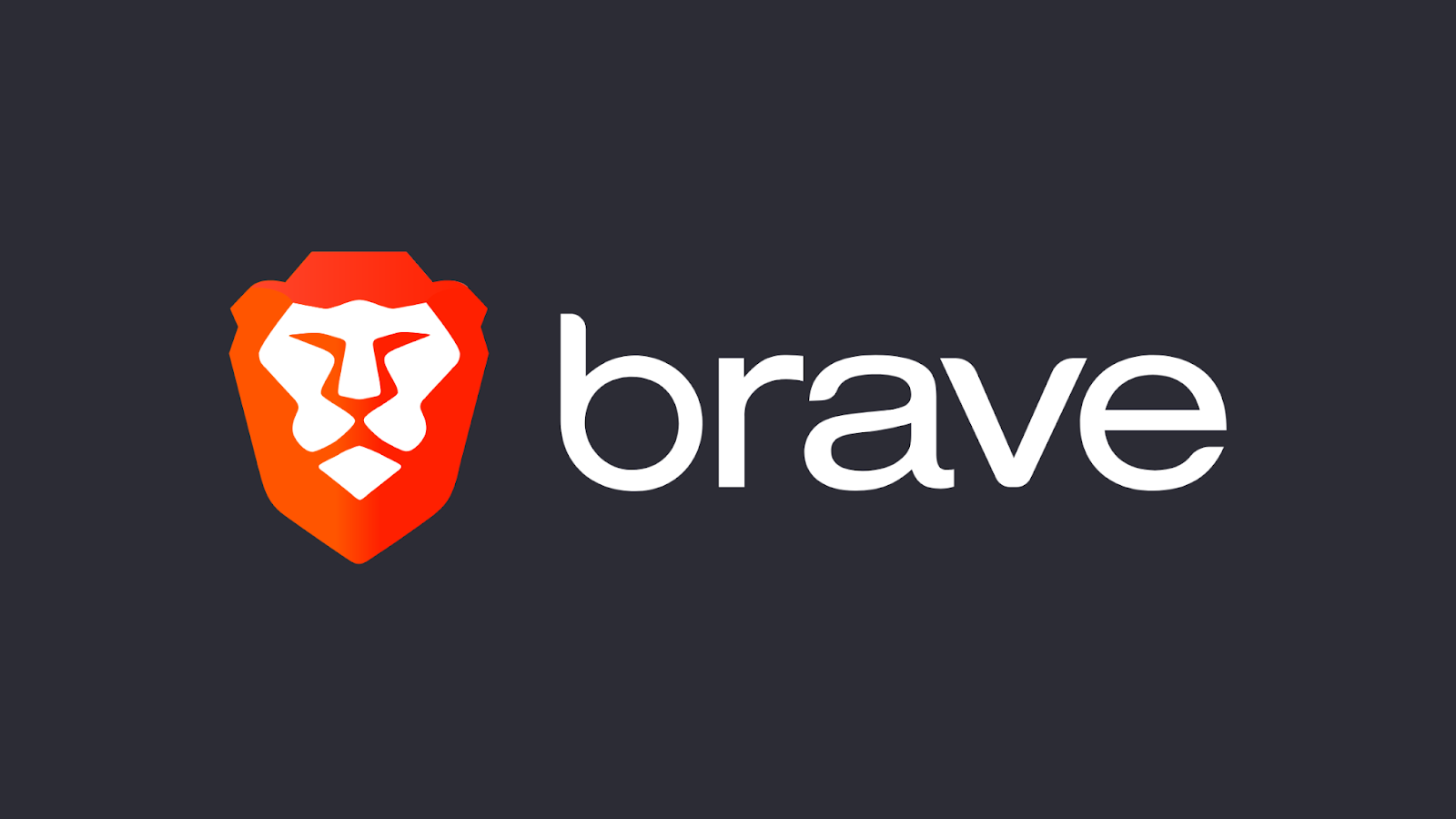 Brave browser logo featuring a stylized lion head and bold typography on a dark background, representing privacy-focused web browsing.