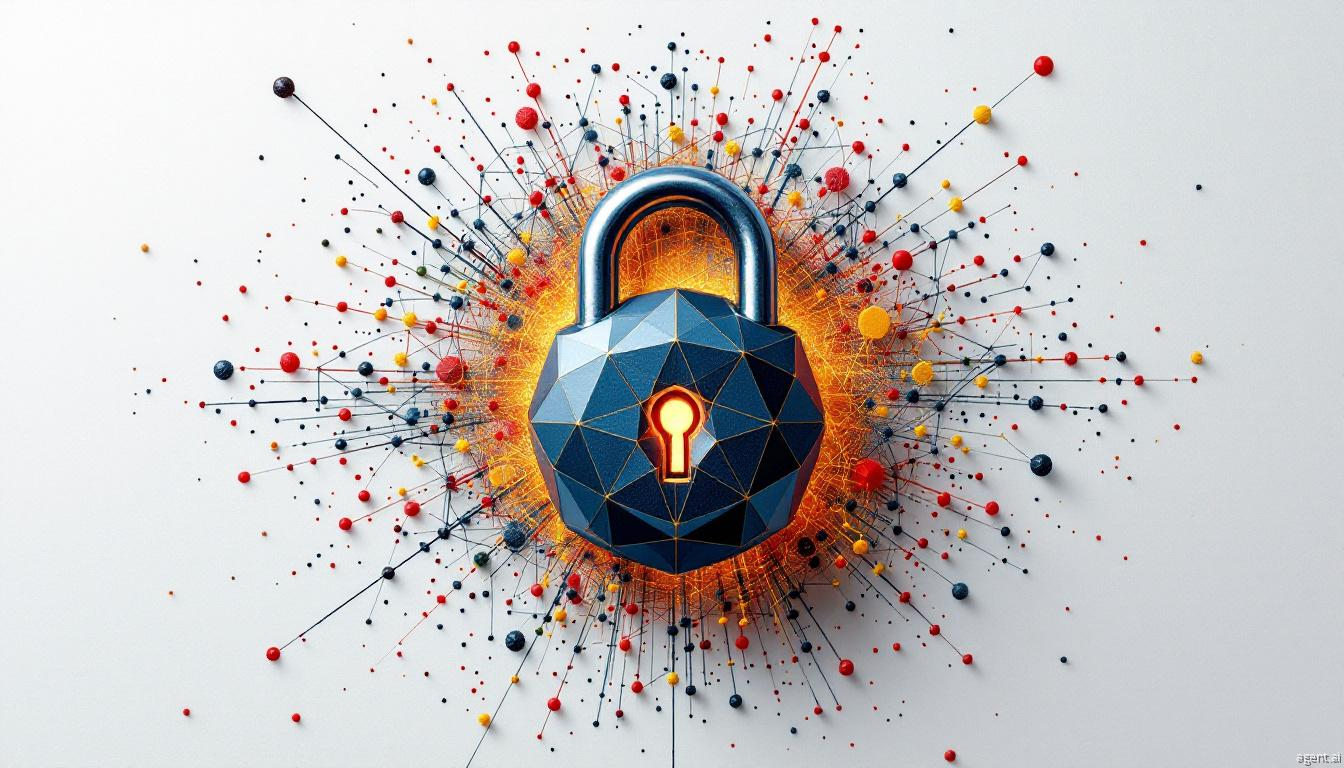 Interconnected geometric network symbolizing digital protection and communication