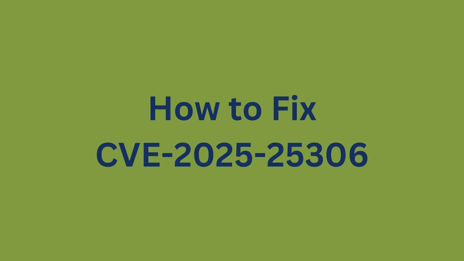 Guide on fixing CVE-2025-25306 vulnerability.