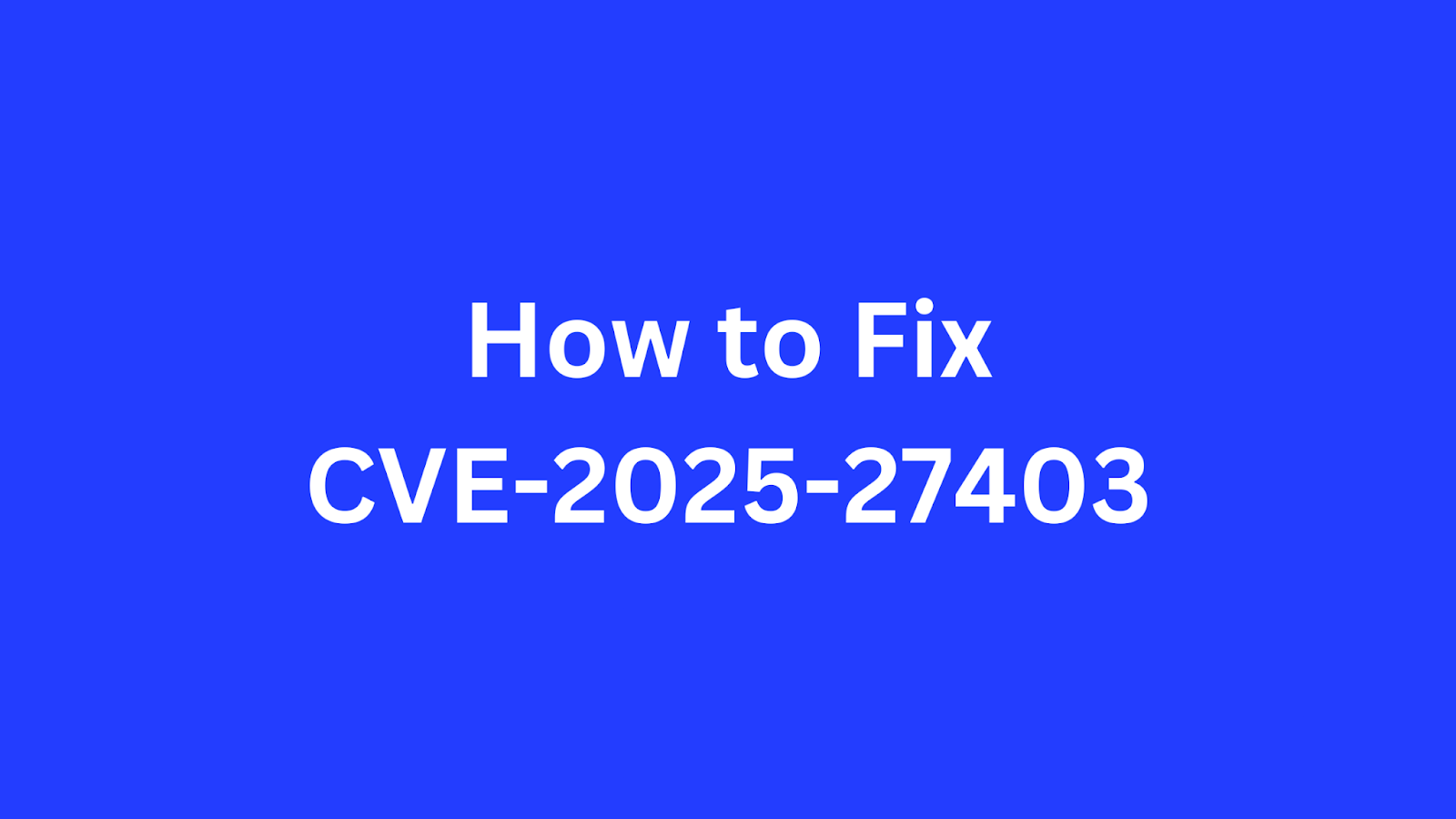 Guide to fixing CVE-2025-27403 vulnerability.