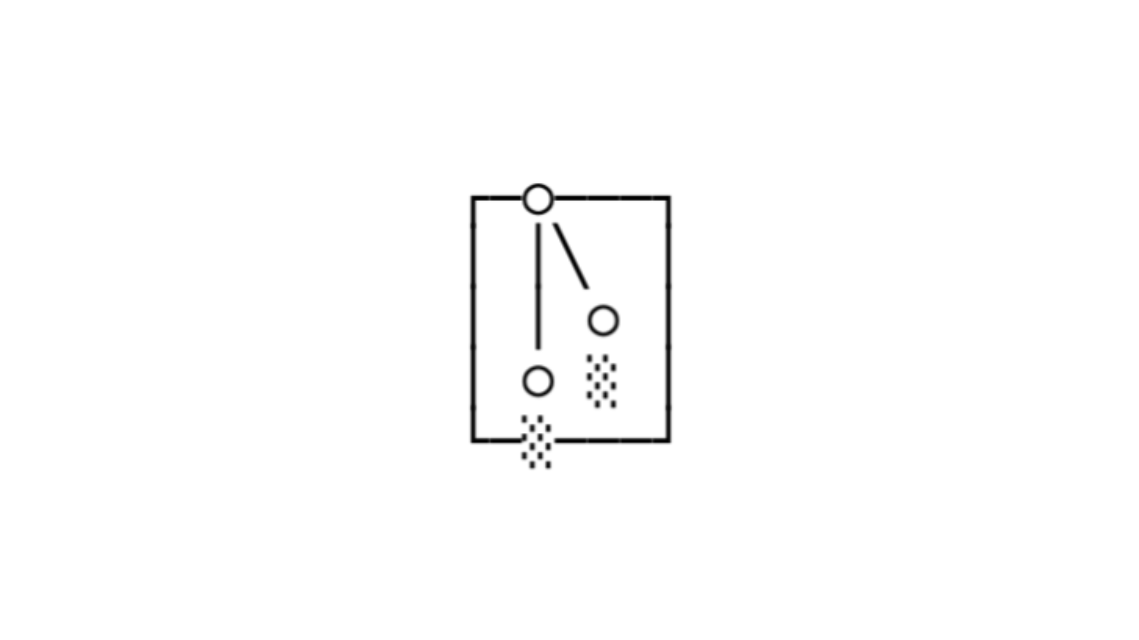 A schematic diagram of an electrical relay with switch contacts and connections.