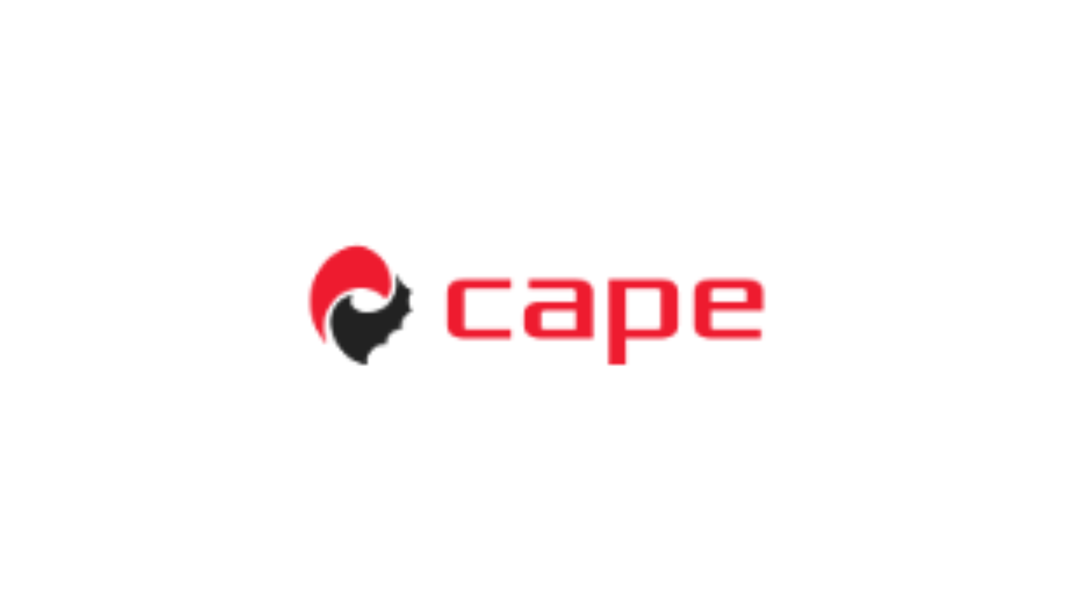 Logo of CAPE Sandbox featuring a red and black abstract flame-shaped icon to the left of the word "cape" written in lowercase red letters.