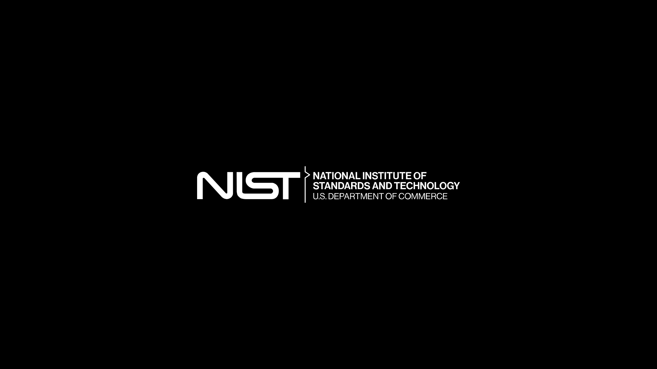 The official logo of the National Institute of Standards and Technology (NIST), a U.S. Department of Commerce agency, displayed in white on a black background.