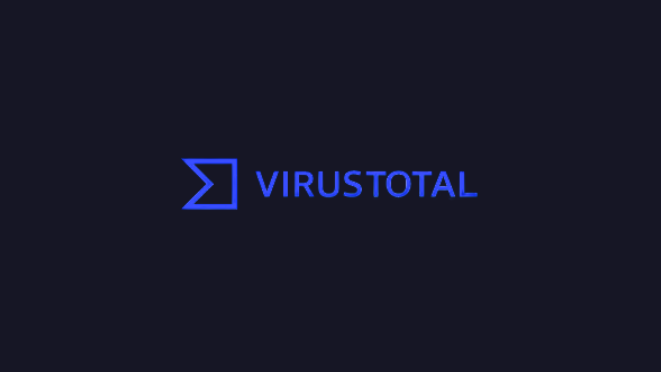 VirusTotal logo with a bold blue symbol and the word "VIRUSTOTAL" on a dark background.