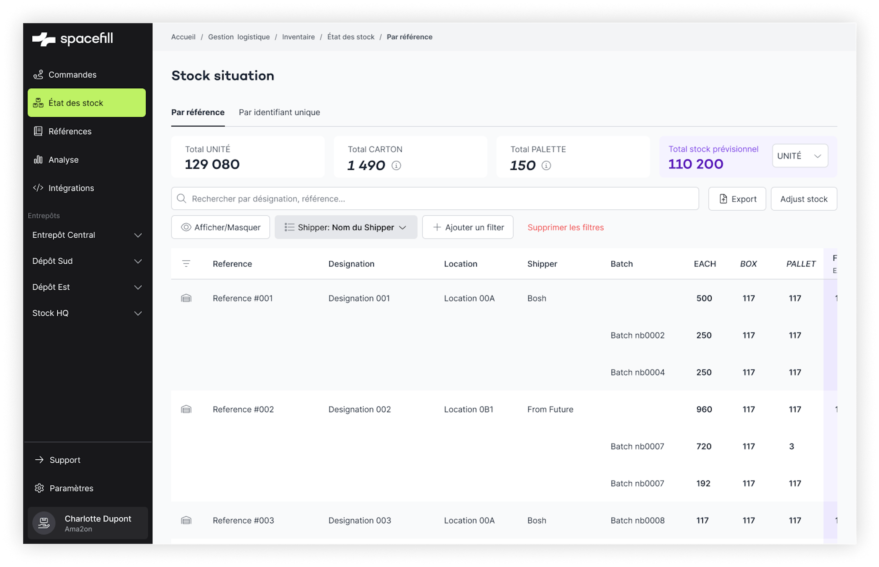 Plateforme sortie de stock