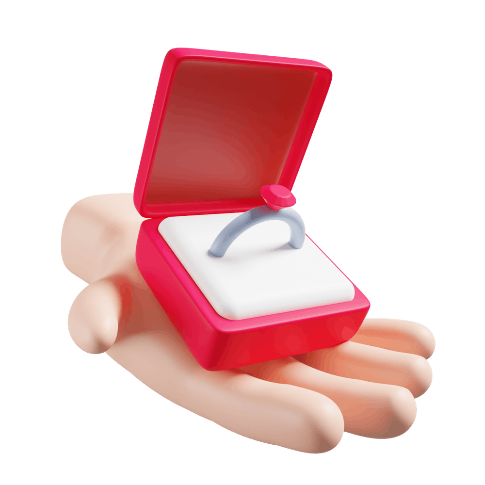 une main qui propose une bague