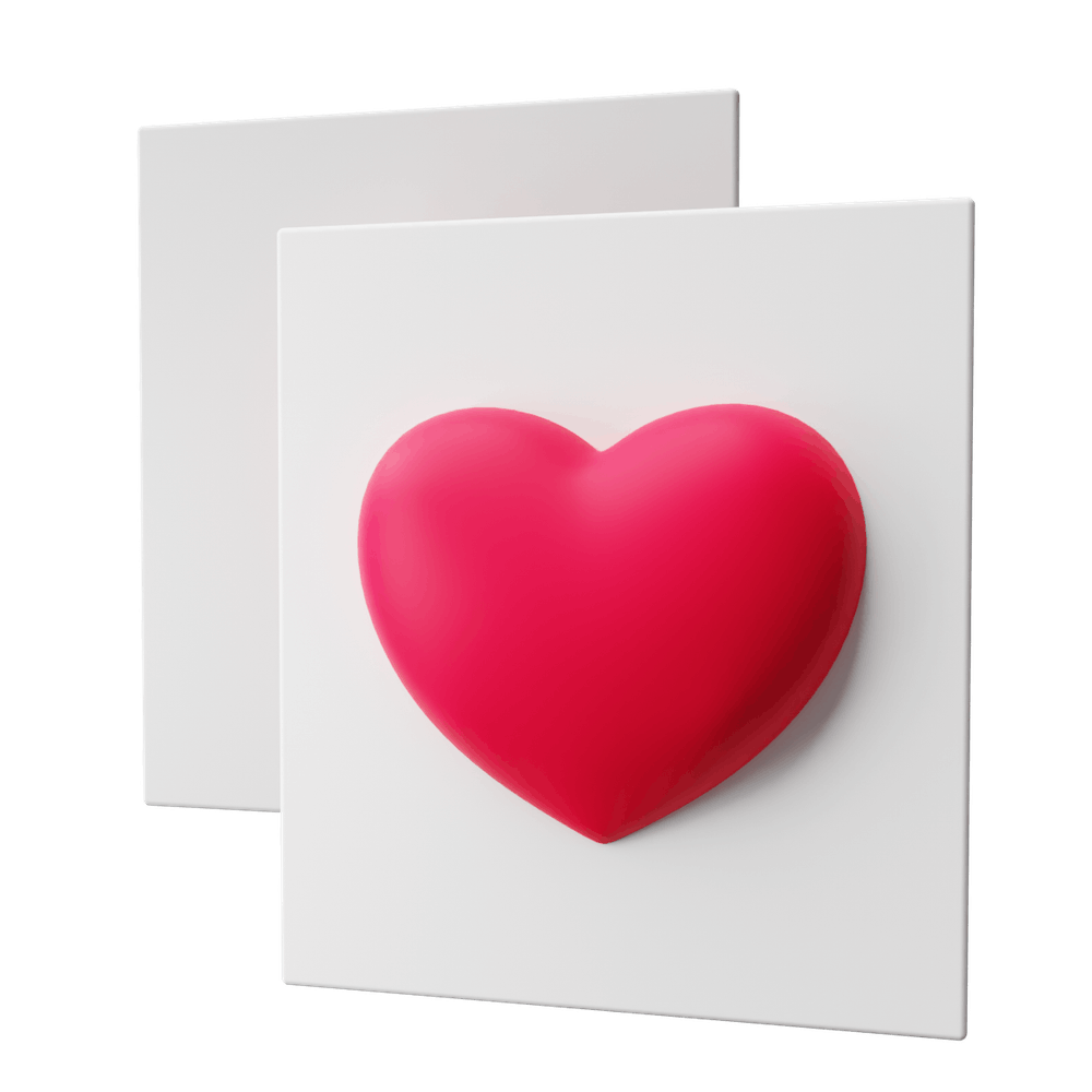 feuilles de papier avec coeur 3D