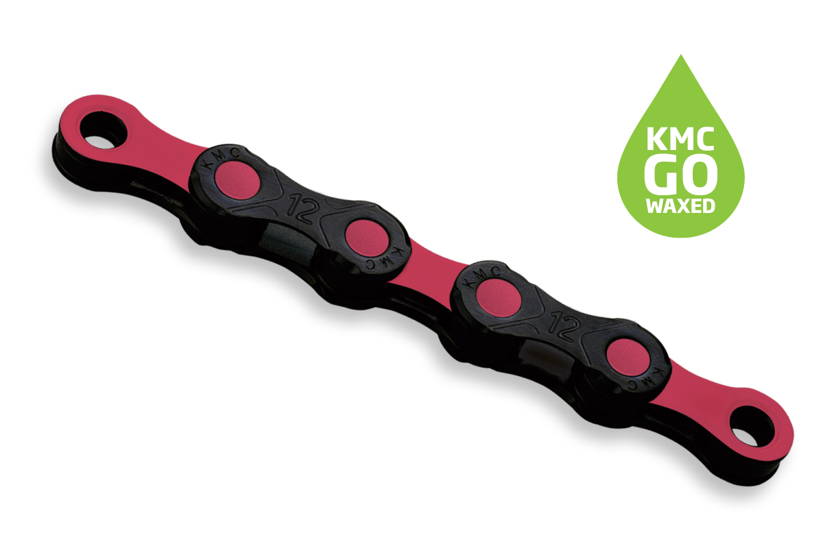 新品未使用　KMC DLC 12速用 チェーン レッド KMC DLC 12 Chain (Black/Red) (12 Speed) (126 Links) - Performance