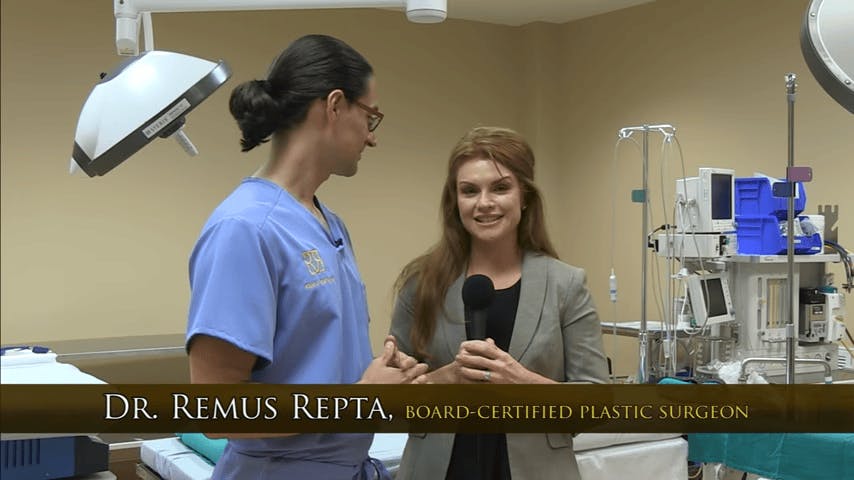Dr. Repta speaking to interviewer