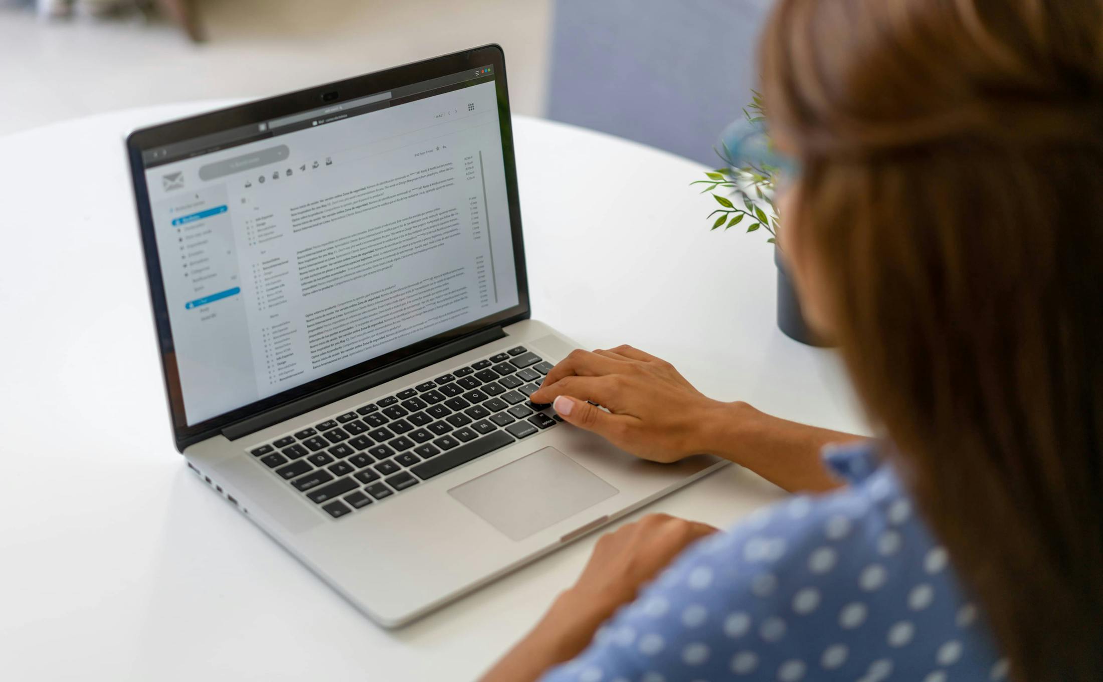 A woman on a laptop