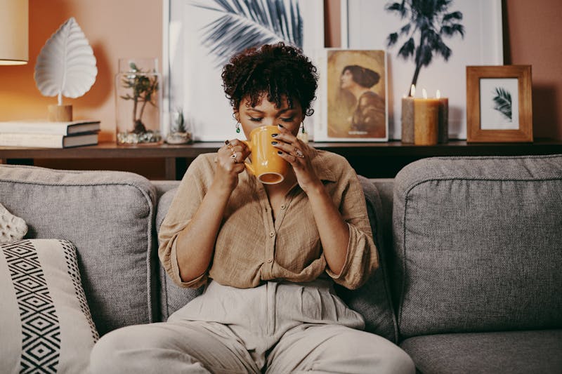 woman having some tea