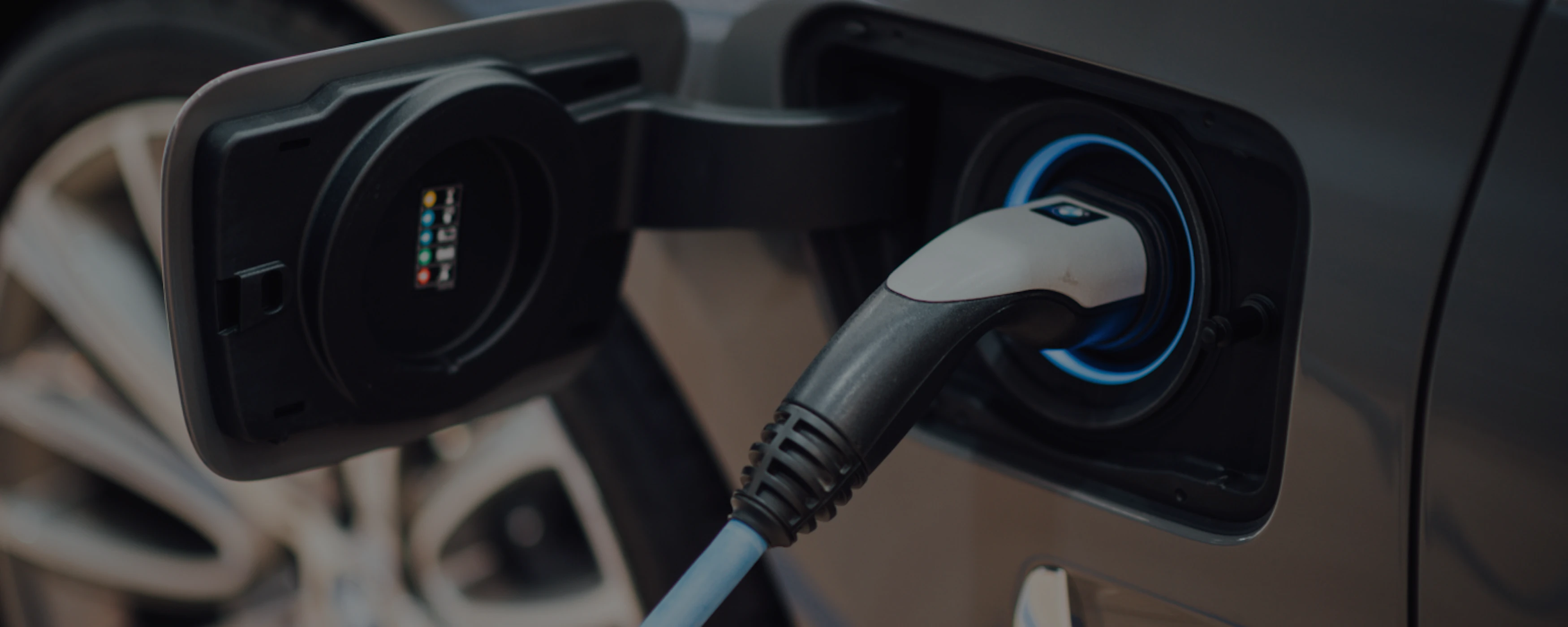 Close-up on electric car charger