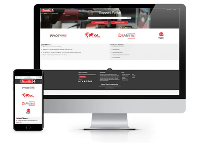 Desktop and mobile phone showing the Desoutter support portal webpage