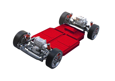 Electric car chassis with battery