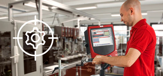 a worker performing a calibration