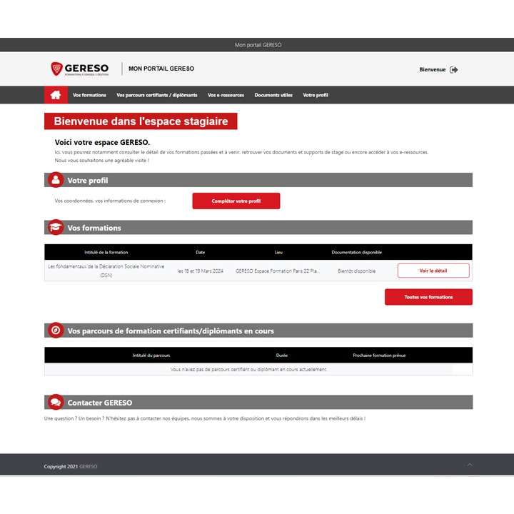 GERESO infos pratiques mon portail gereso accueil