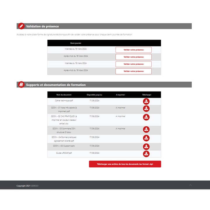 GERESO infos pratiques mon portail gereso accès émargement en ligne et supports téléchargeables