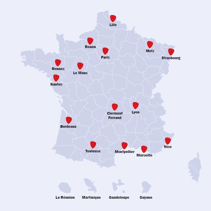 Lieux de Formations GERESO - carte de France