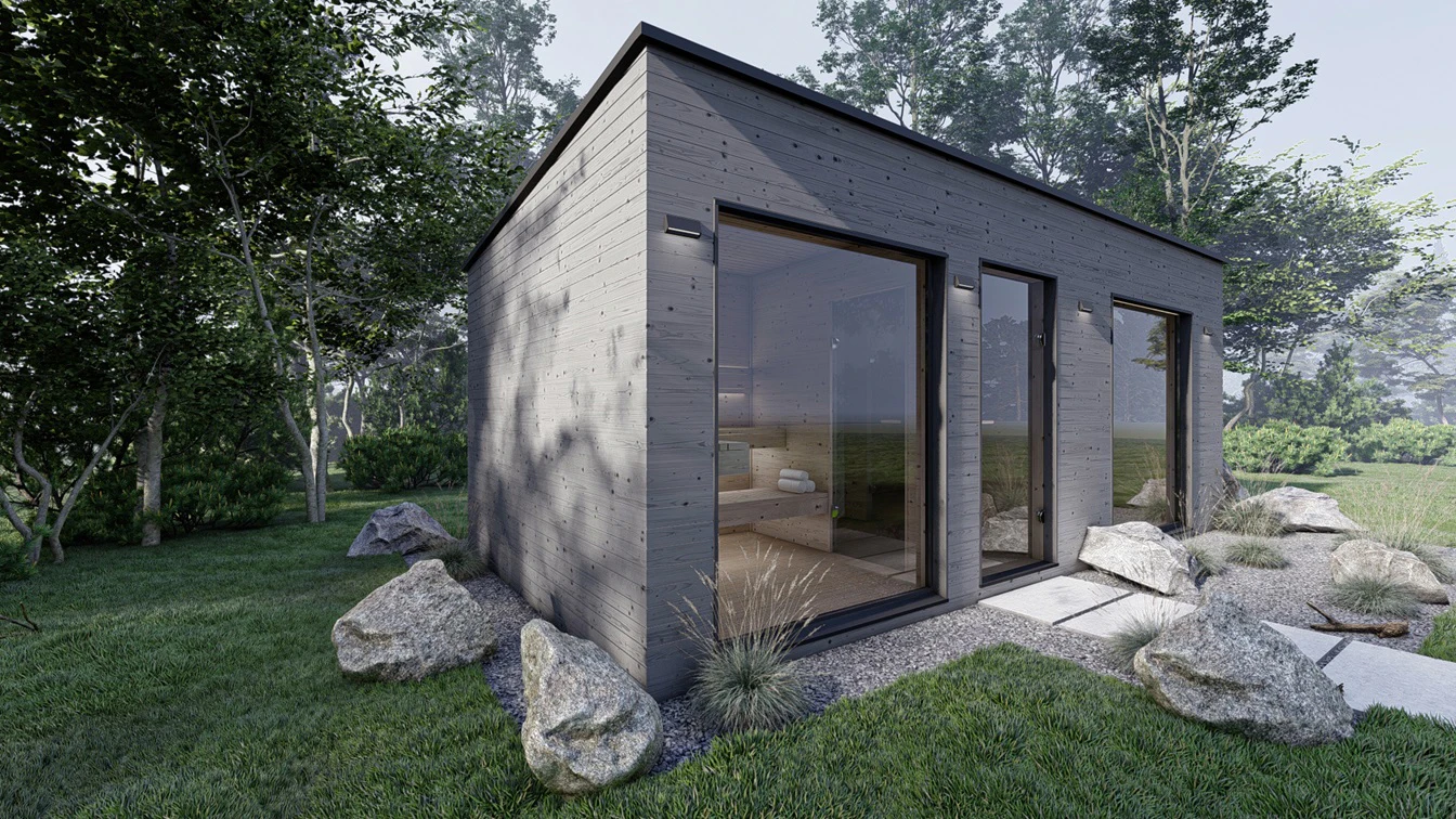 Sauna z oświetleniem.