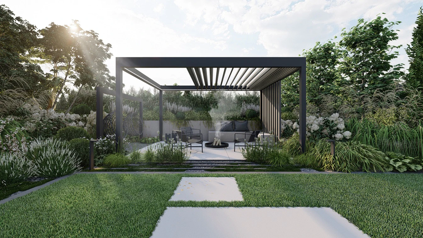 Pergola z zadaszeniem lamelowym