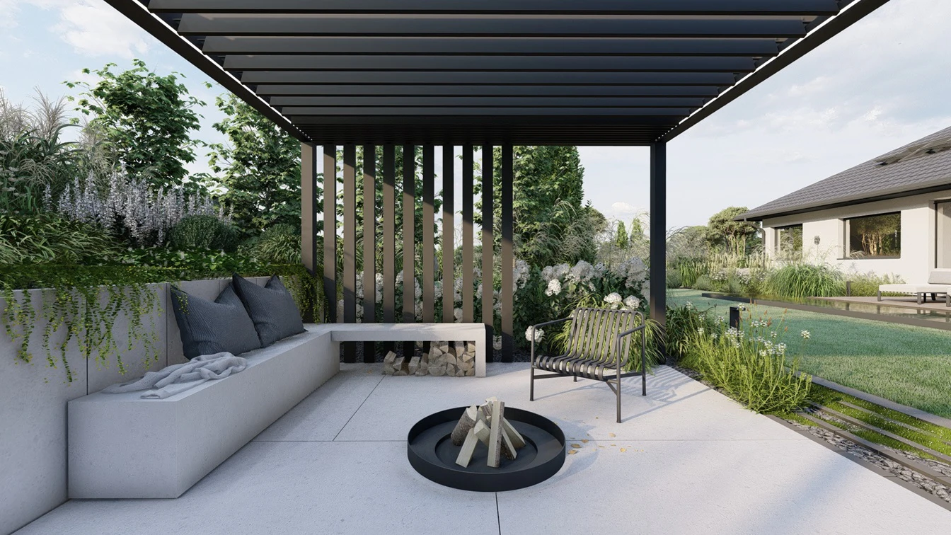 Pergola z misa ogniska
